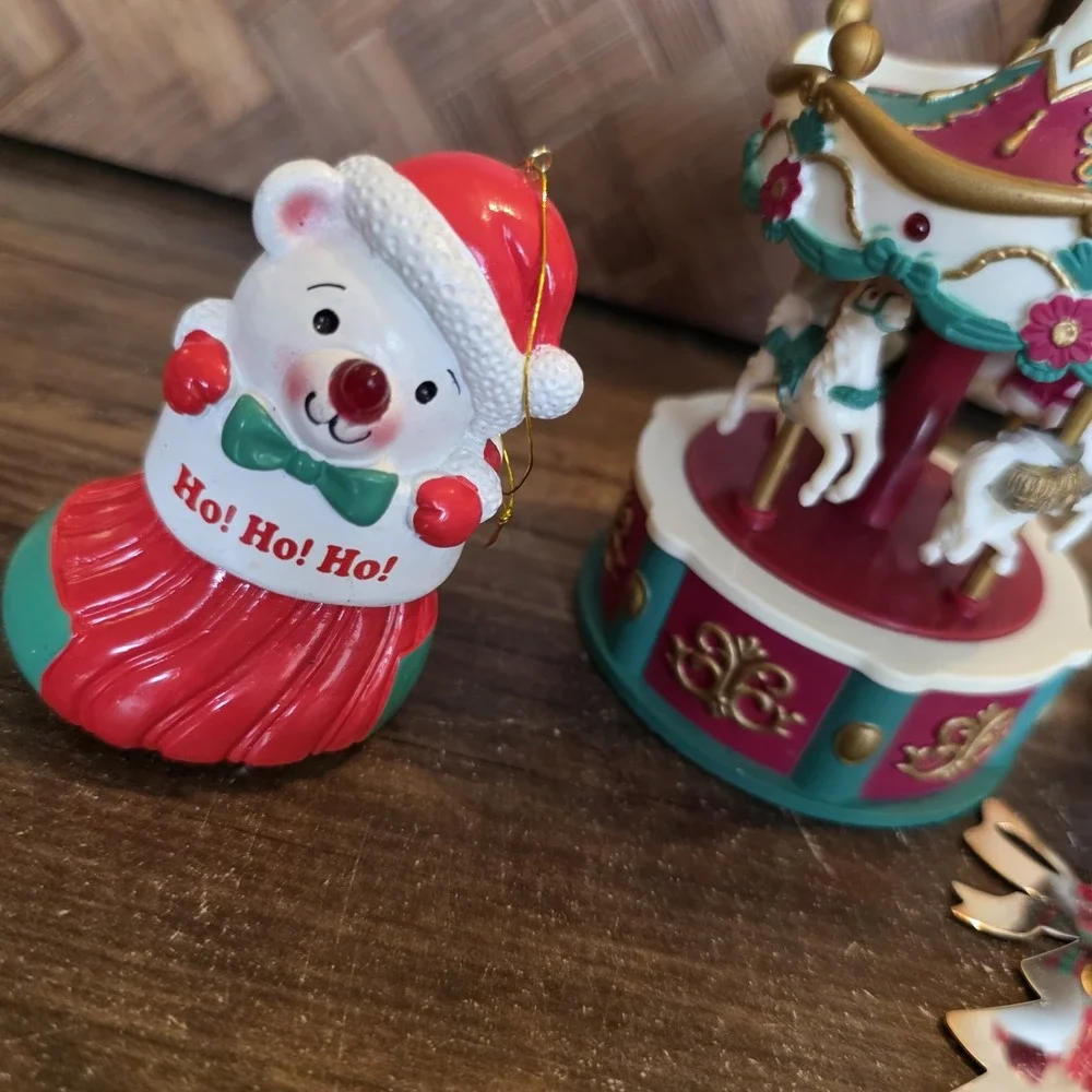 4‎ Avon Christmas Ornaments Festive Carousel Bear In Stocking Reindeer Tree